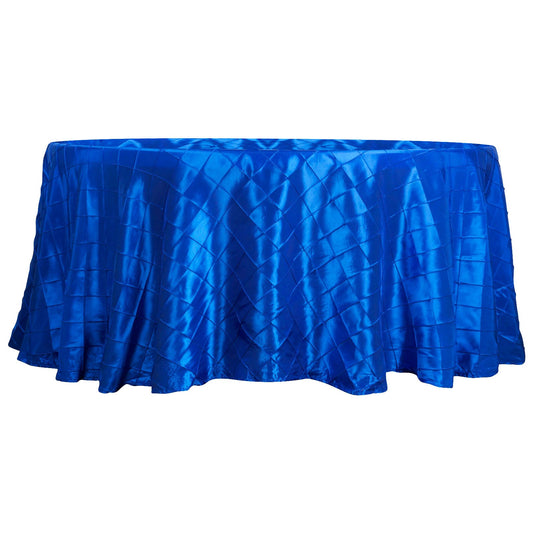 108" Royal Blue Round Pintuck Seamless Tablecloth